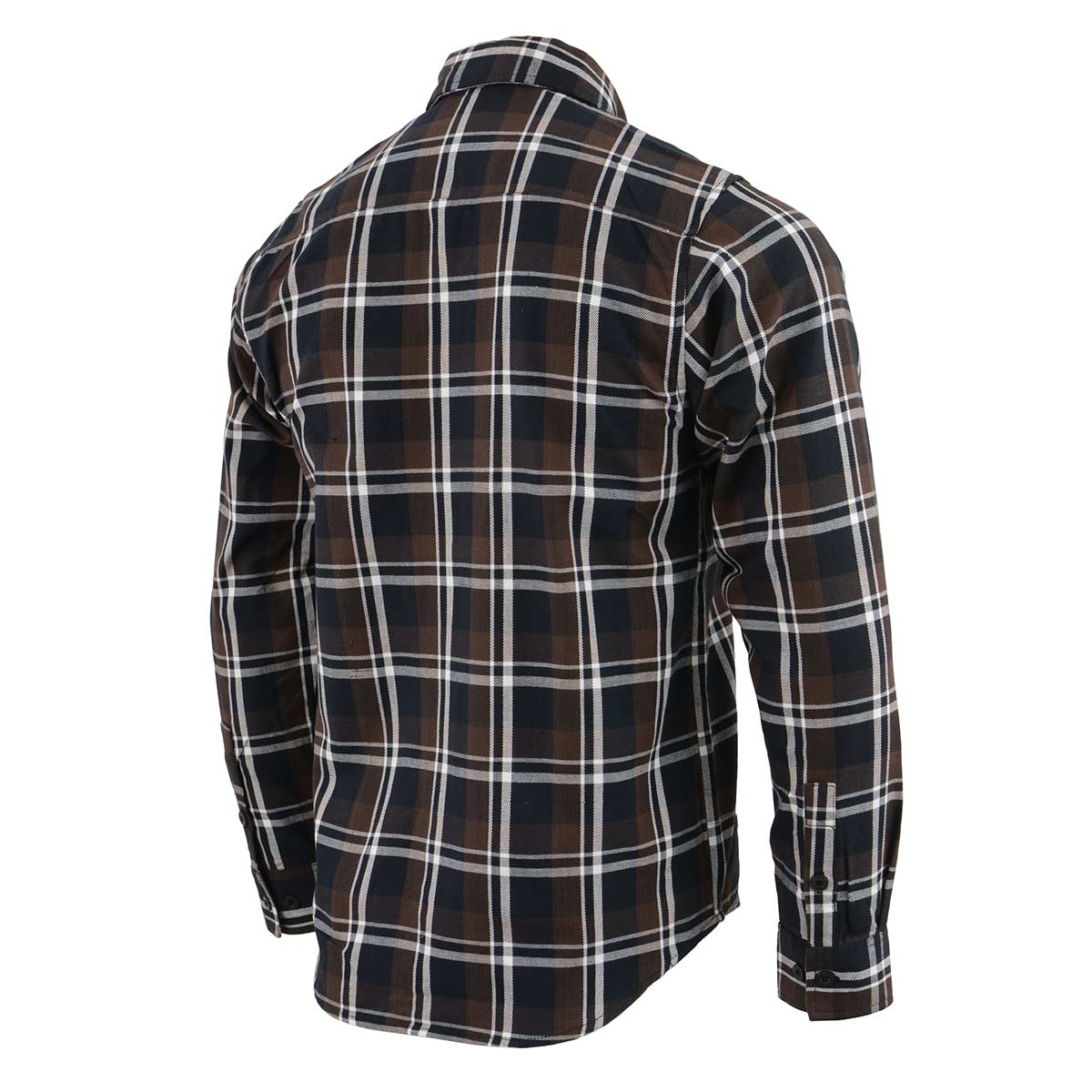 Milwaukee Leather MNG11643 Men's Flannel Plaid Brown Black and White Long Sleeve Cotton Button Down Shirt