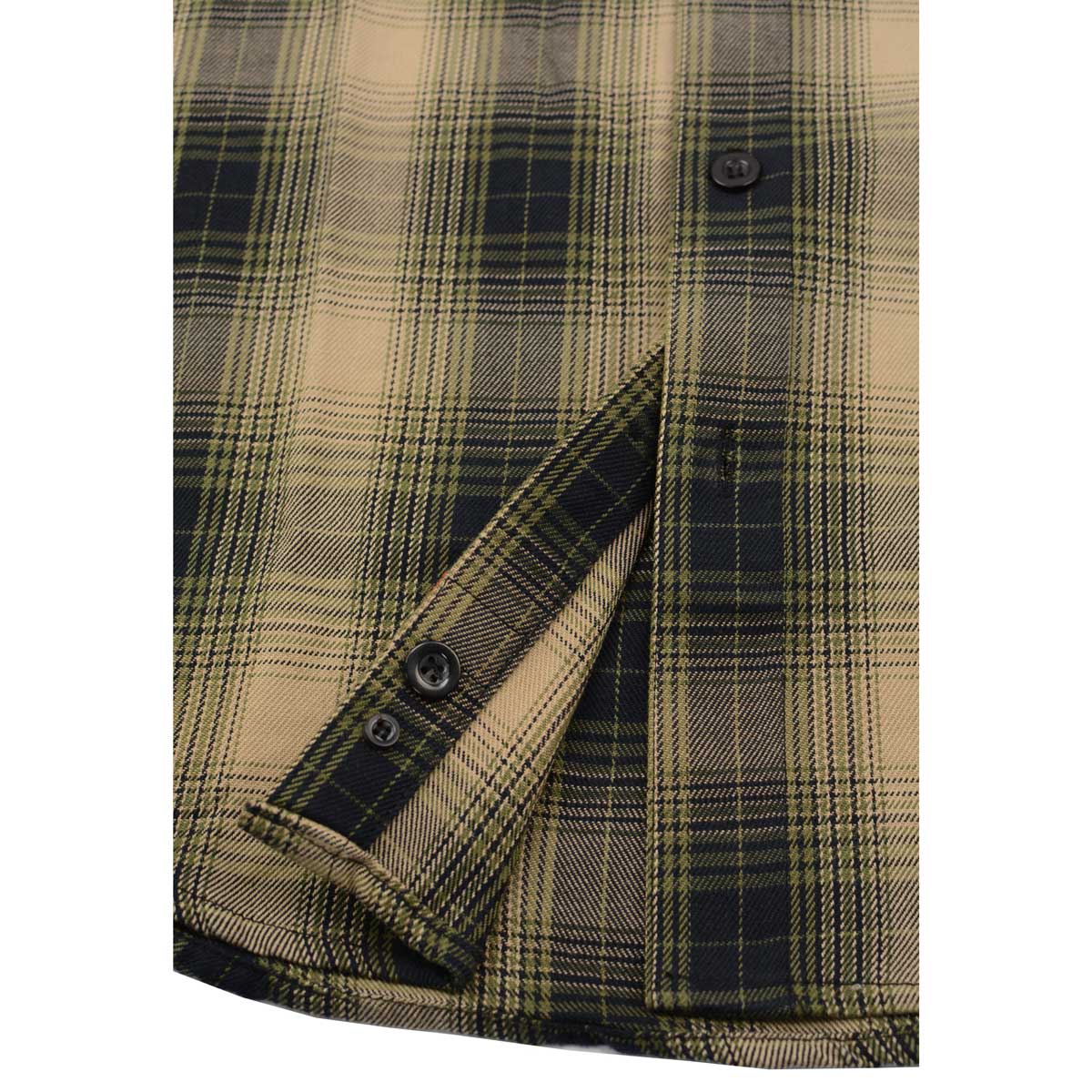 Men's "Yellow Jacket" Black/Grey Cotton Long Sleeve Flannel Shirt - MNG11649 - by Milwaukee Leather