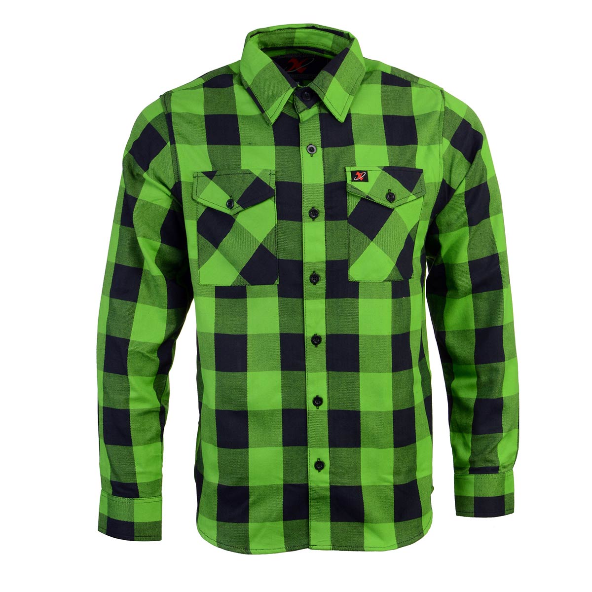 Men's "Mean Green" Cotton Long Sleeve Flannel Shirt - MNG11656 - by Milwaukee Leather
