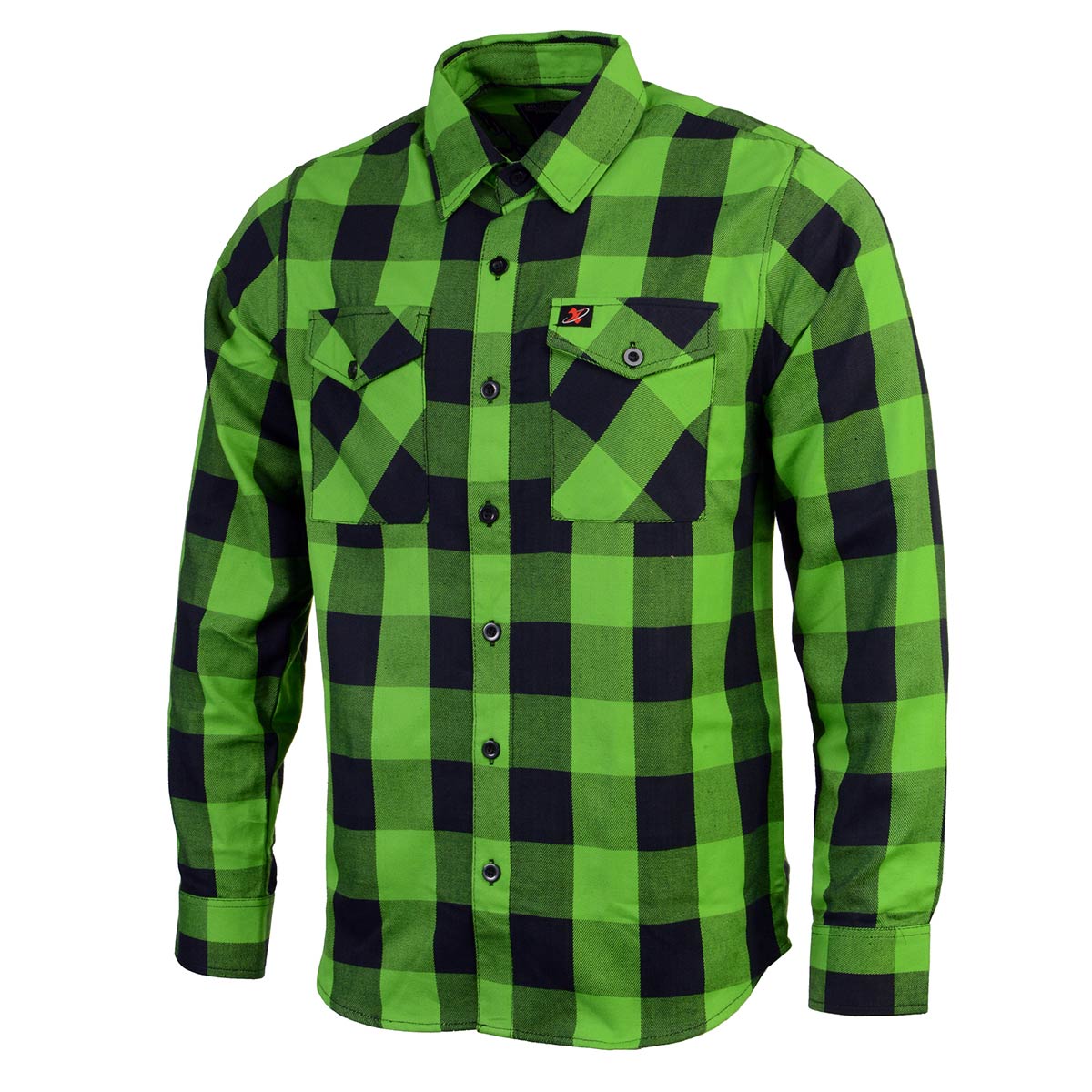 Men's "Mean Green" Cotton Long Sleeve Flannel Shirt - MNG11656 - by Milwaukee Leather