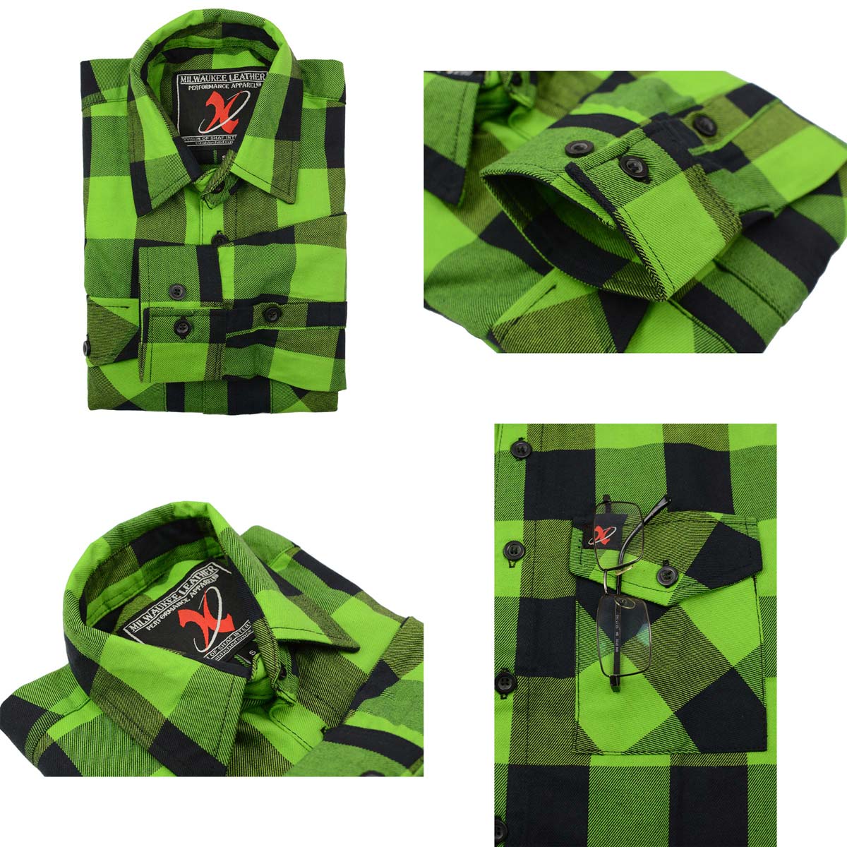 Milwaukee Leather Men’s Plaid Flannel Long Sleeve Shirt MNG11656
