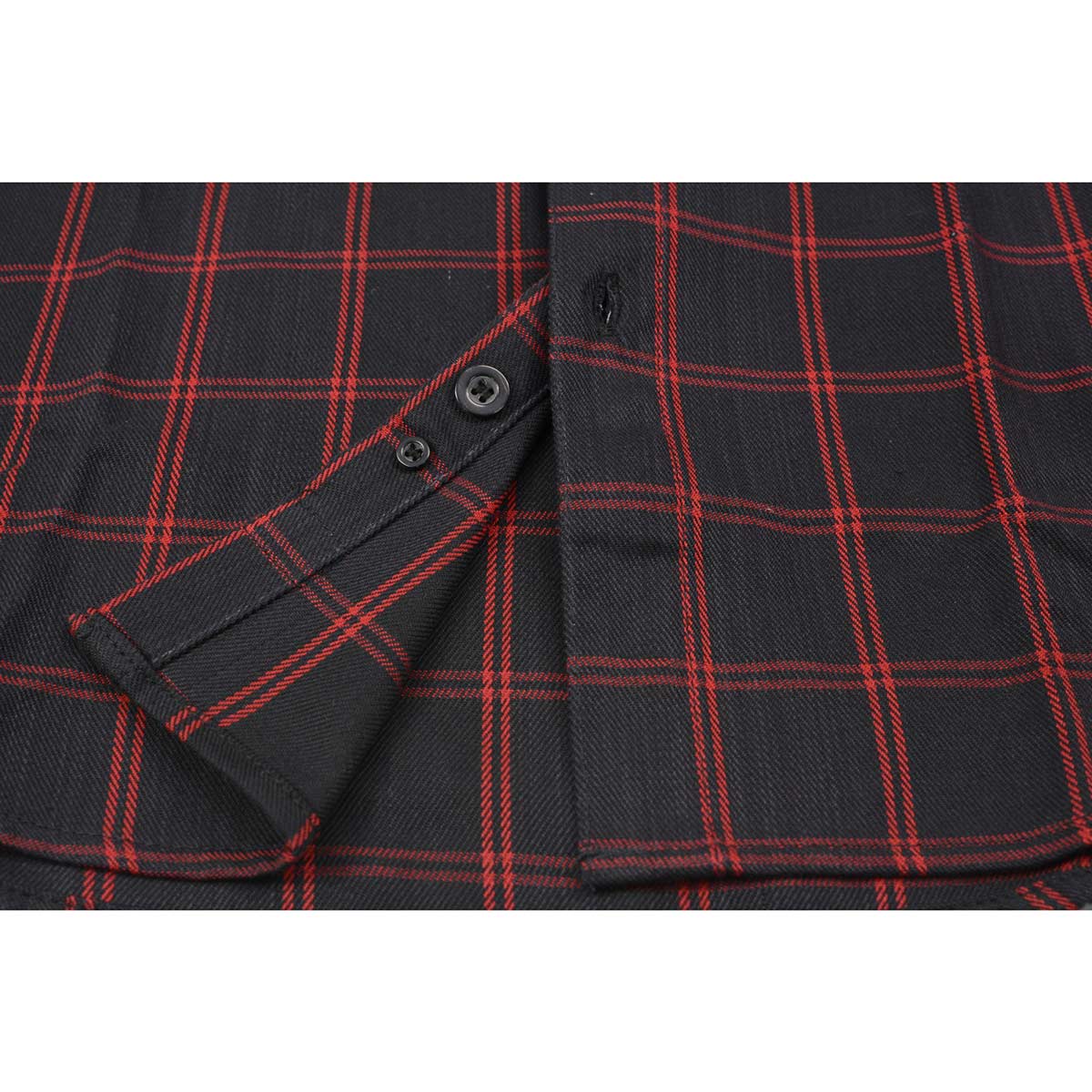Men's "Blackhawk" Black/Red Cotton Long Sleeve Flannel Shirt - MNG11665 - by Milwaukee Leather