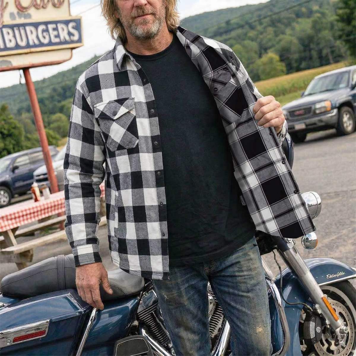 MMCC Men's Desperado Reversible Flannel Shirt - 100% Cotton Snap Front Plaid w/ Chest and Hand Pockets - MNG11804