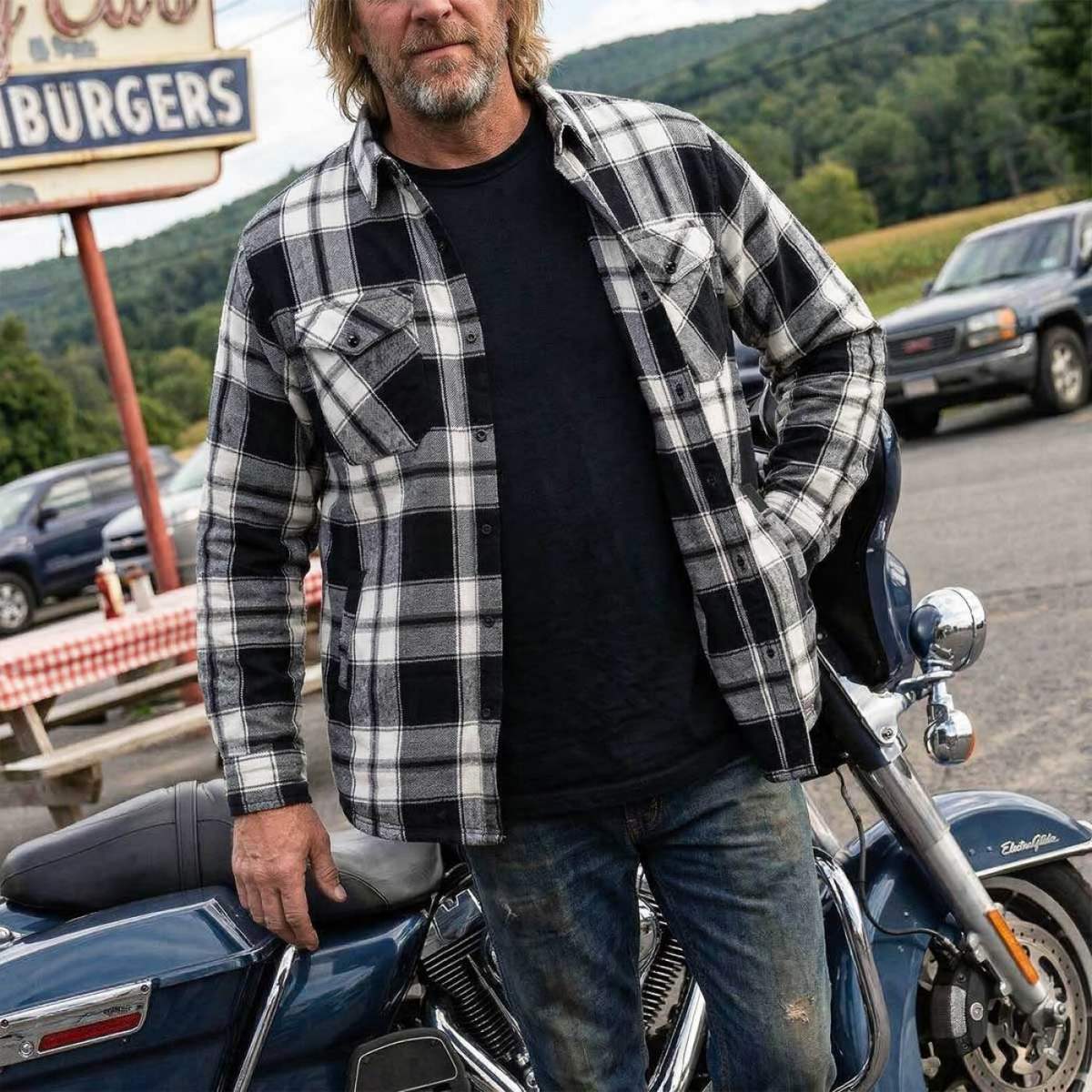 MMCC Men's Desperado Reversible Flannel Shirt - 100% Cotton Snap Front Plaid w/ Chest and Hand Pockets - MNG11804