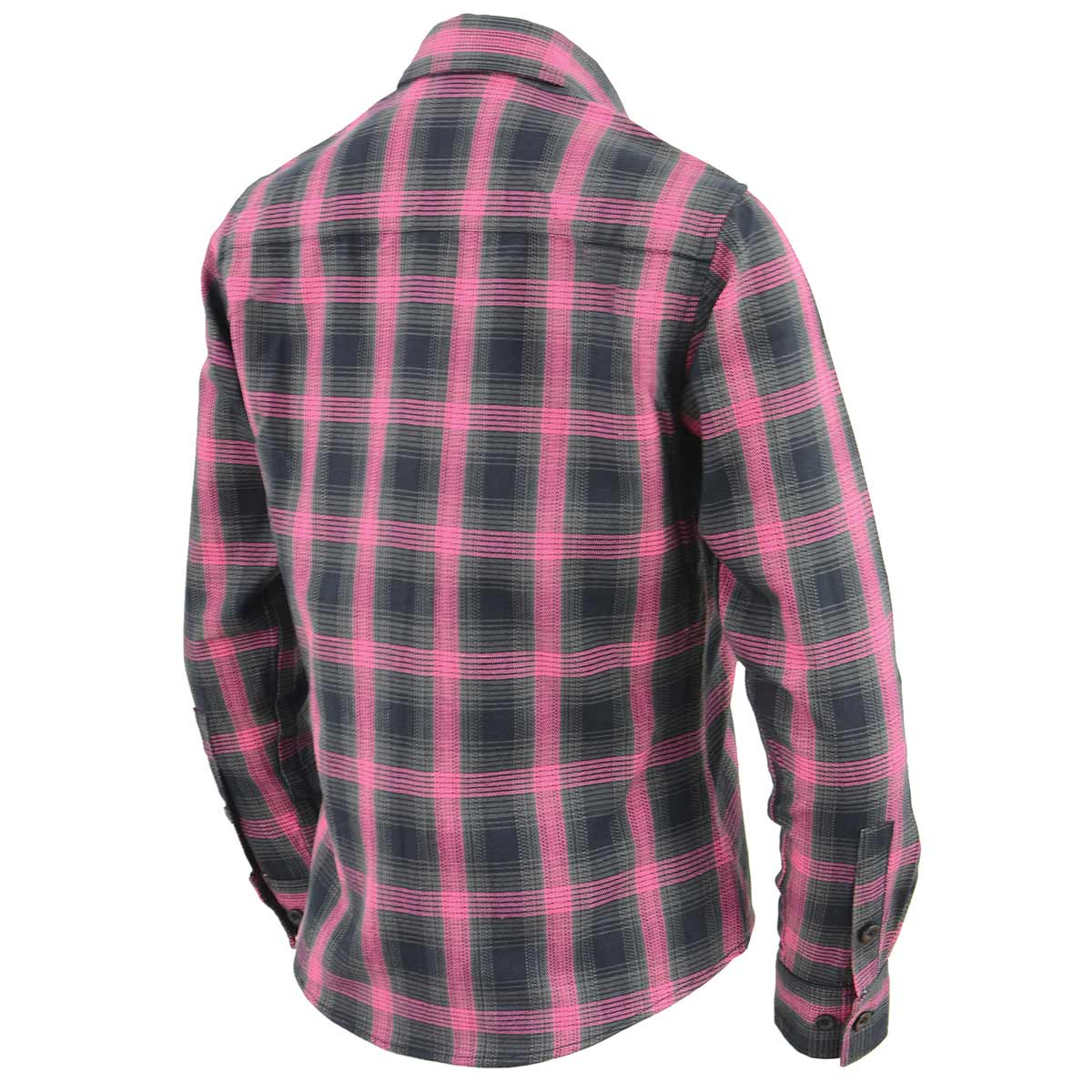 Women's "Marietta" Black/Pink Long Sleeve Cotton Flannel Shirt - MNG21604 - by Milwaukee Leather