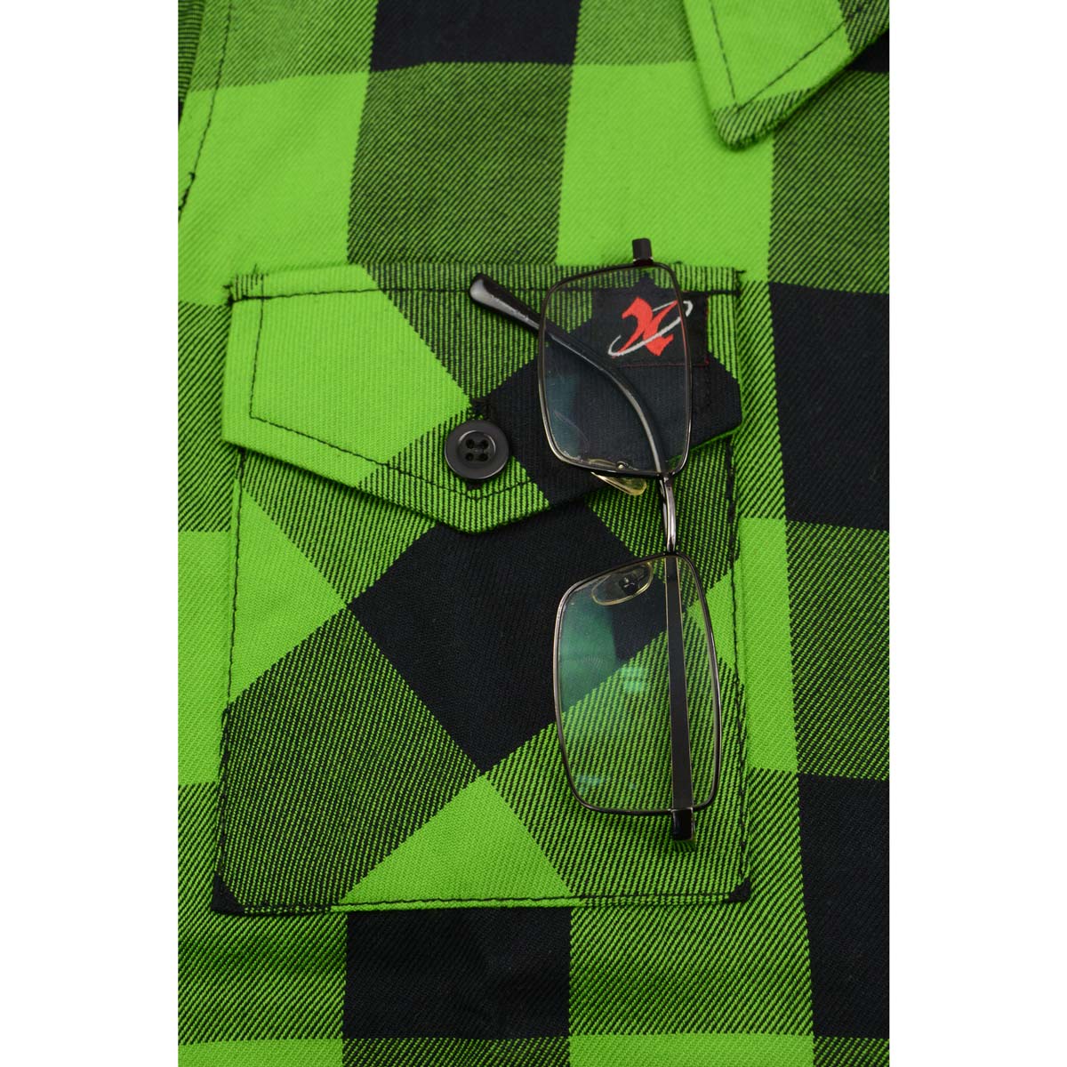 Women's "Luna" Black/Green Long Sleeve Cotton Flannel Shirt - MNG21606 - by Milwaukee Leather