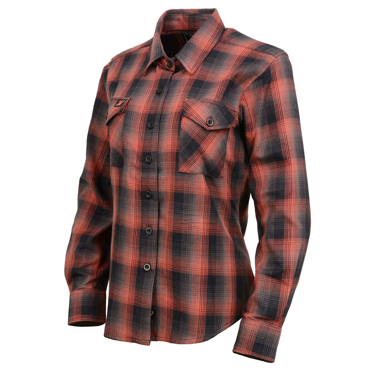 Women's "Aria" Black/Red Long Sleeve Cotton Flannel Shirt - MNG21607 - by Milwaukee Leather