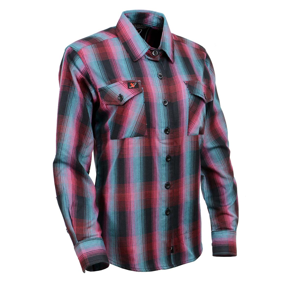 Women's "Sablewood" Multi-Color Long Sleeve Cotton Flannel Shirt - MNG21612 - by Milwaukee Leather