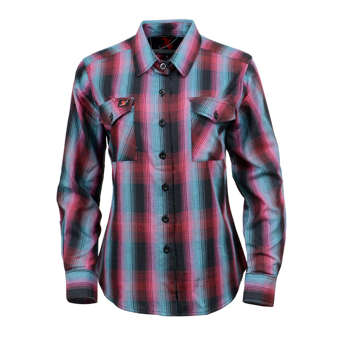 Women's "Sablewood" Multi-Color Long Sleeve Cotton Flannel Shirt - MNG21612 - by Milwaukee Leather
