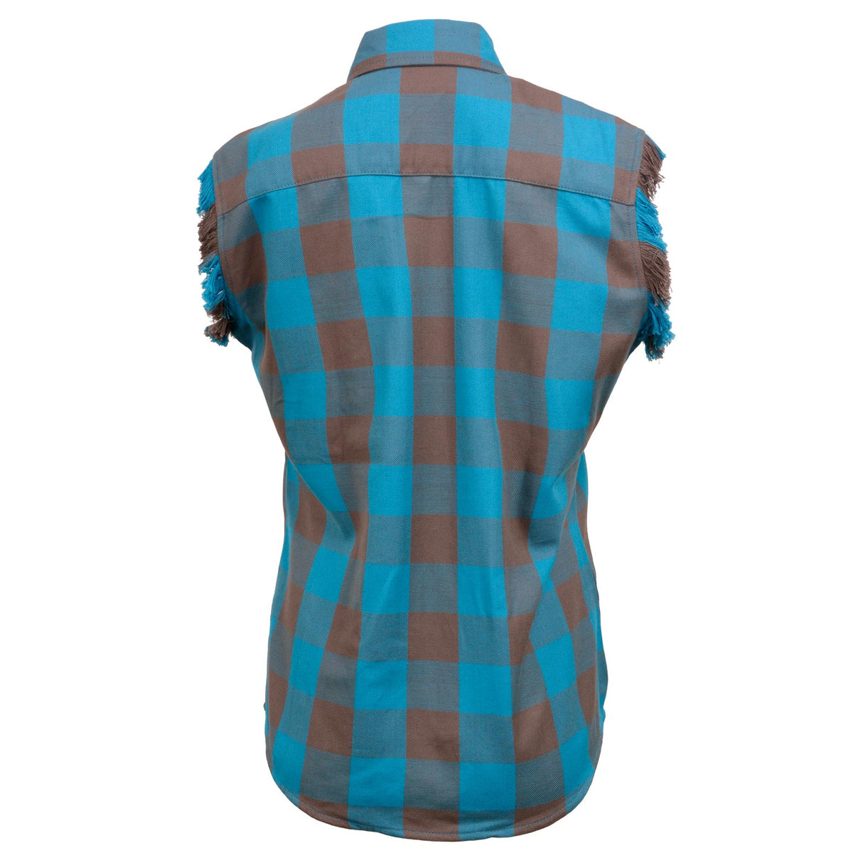 Women's "Blaze" Brown Sleeveless Flannel Shirt - MNG21623