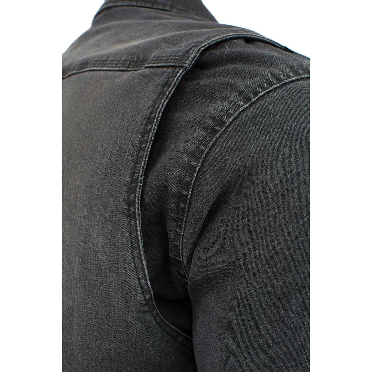 Milwaukee Leather MPM1620 Men's Black Flannel Biker Shirt w/ CE Approved Armor - Reinforced w/ Aramid Fibers