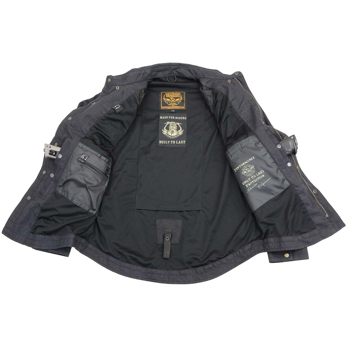 Milwaukee Leather MPM1622 Men's Black CE Armored Denim Long Sleeve Shirt Reinforced w/ Aramid Fibers