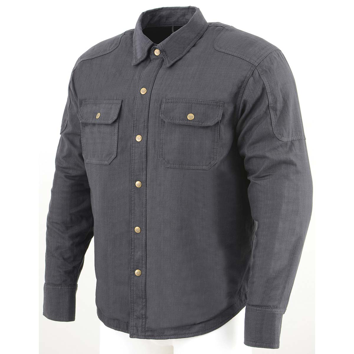 Milwaukee Leather MPM1622 Men's Black CE Armored Denim Long Sleeve Shirt Reinforced w/ Aramid Fibers