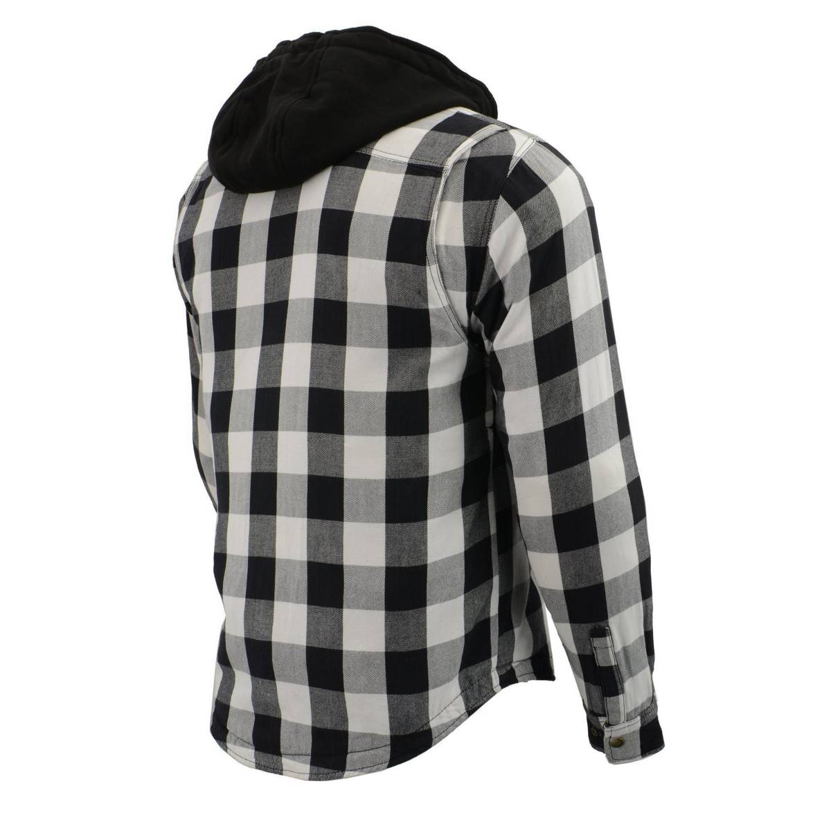 Men's "Asphalt Shield - Othello" Black/White Hooded Armored Flannel Shirt - MPM1629