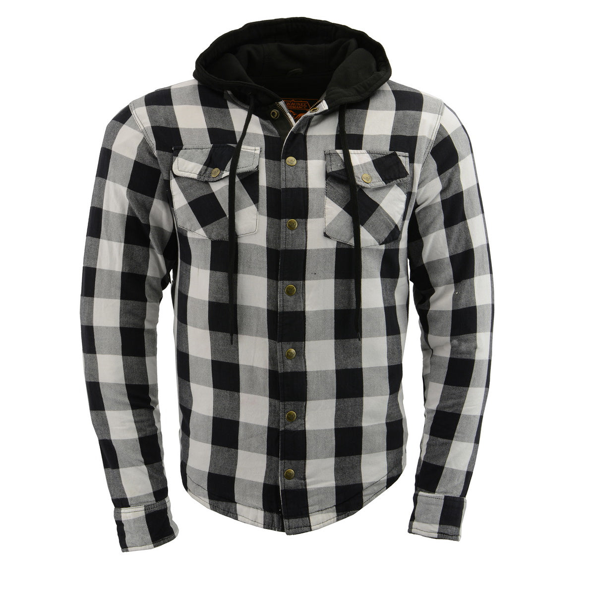 Men's "Asphalt Shield - Othello" Black/White Hooded Armored Flannel Shirt - MPM1629