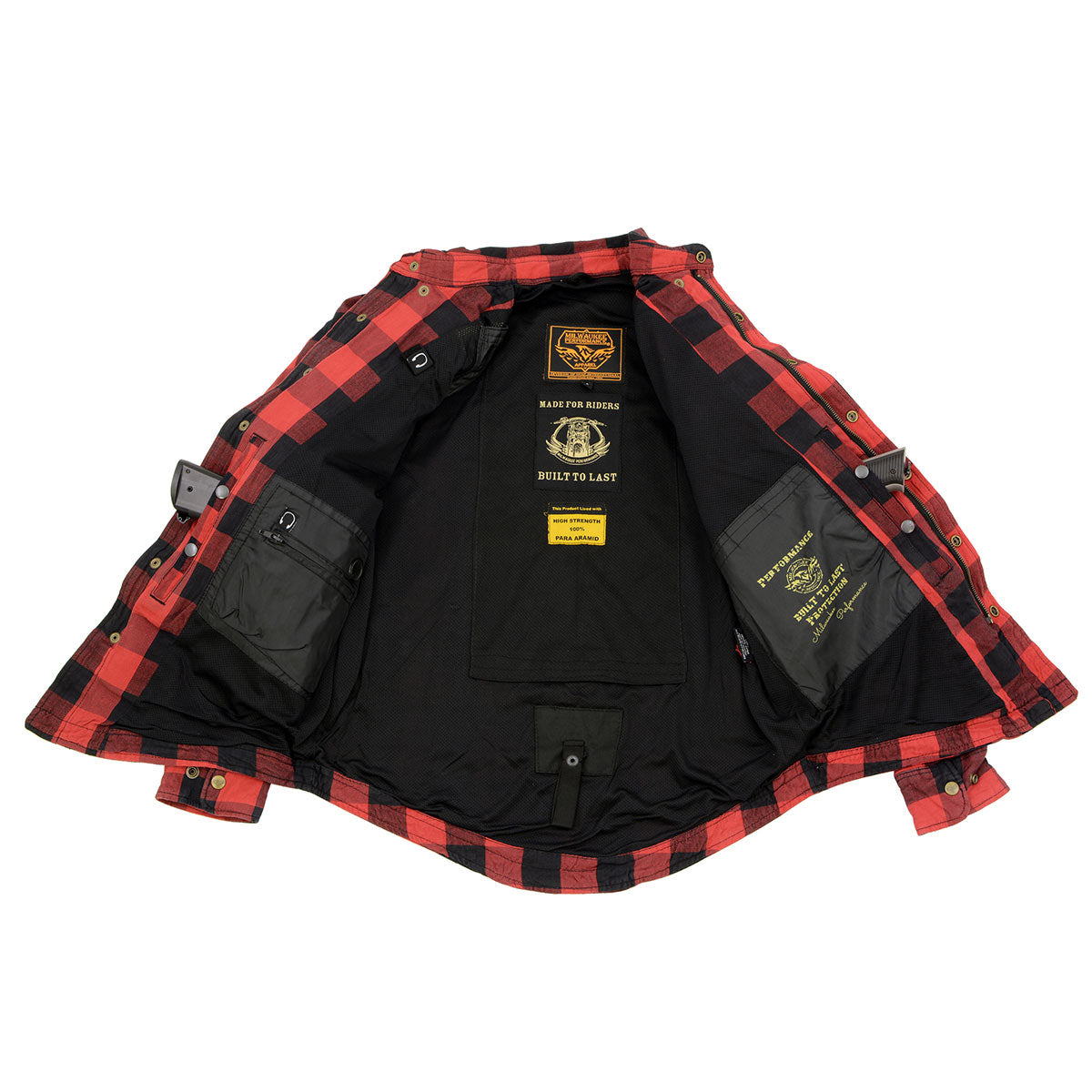 Men's "Asphalt Shield - Logger" Black/Red Armored Flannel Shirt - MPM1631