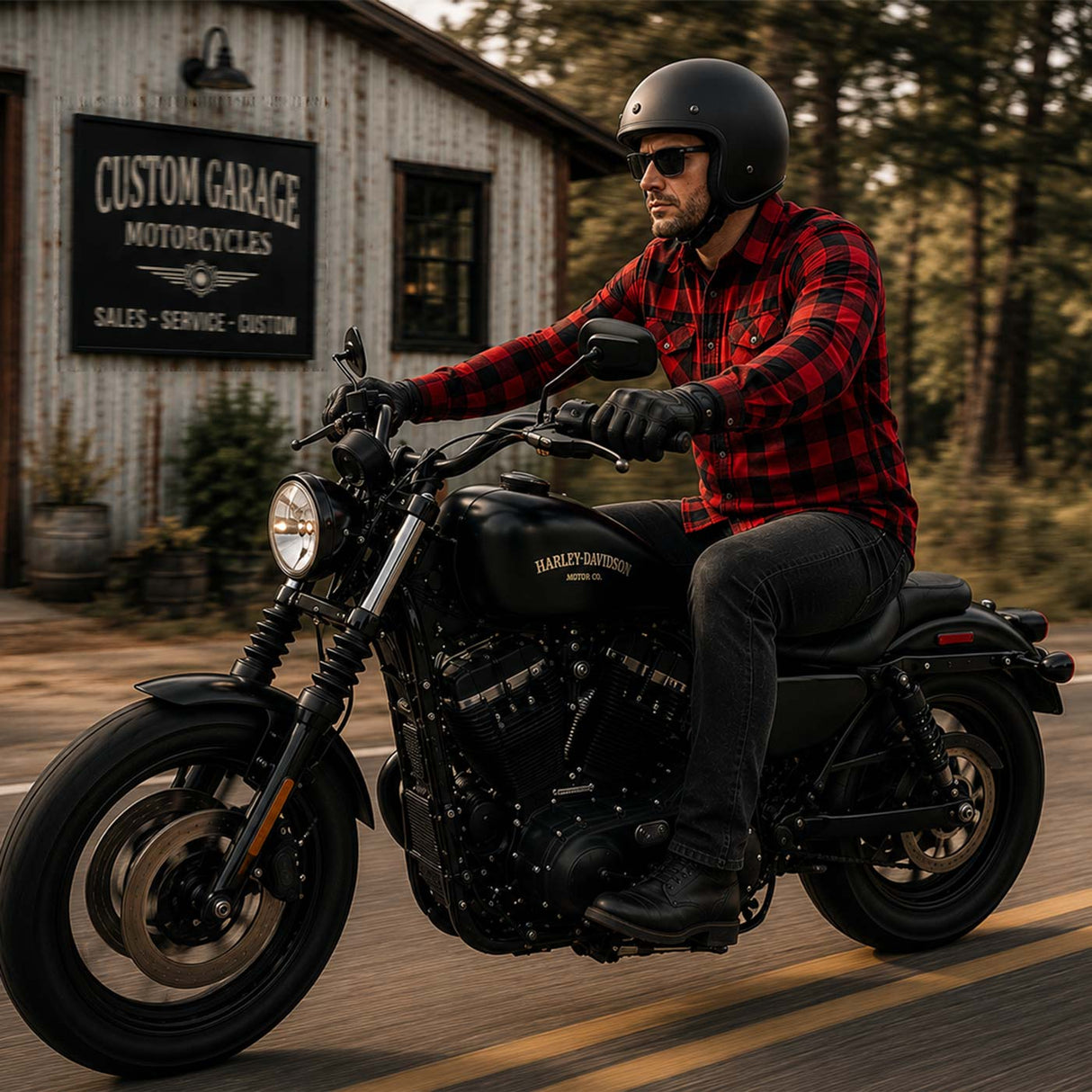 Men's "Asphalt Shield - Logger" Black/Red Armored Flannel Shirt - MPM1631
