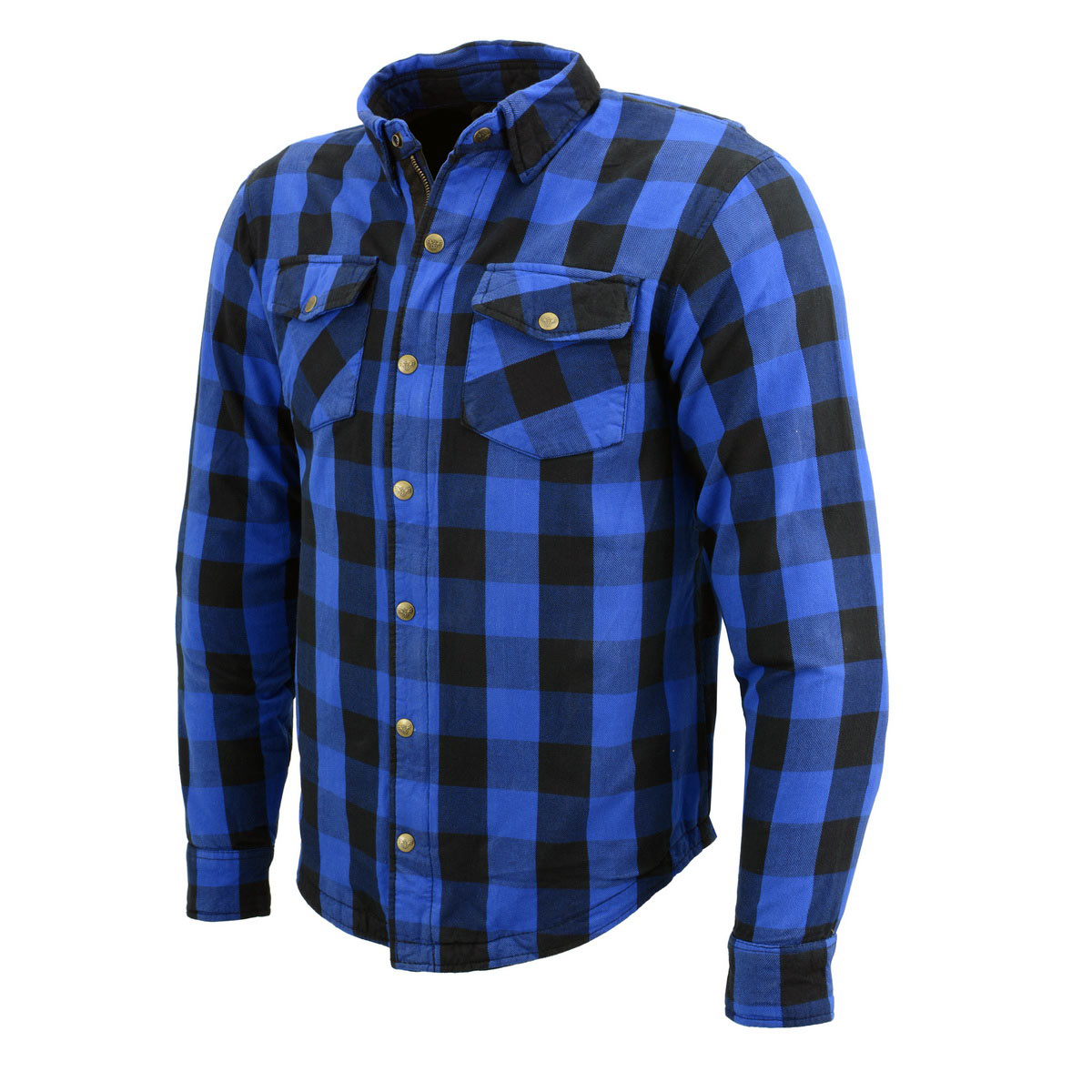 Men's "Asphalt Shield - Neptune" Black/Blue Armored Flannel Shirt - MPM1634