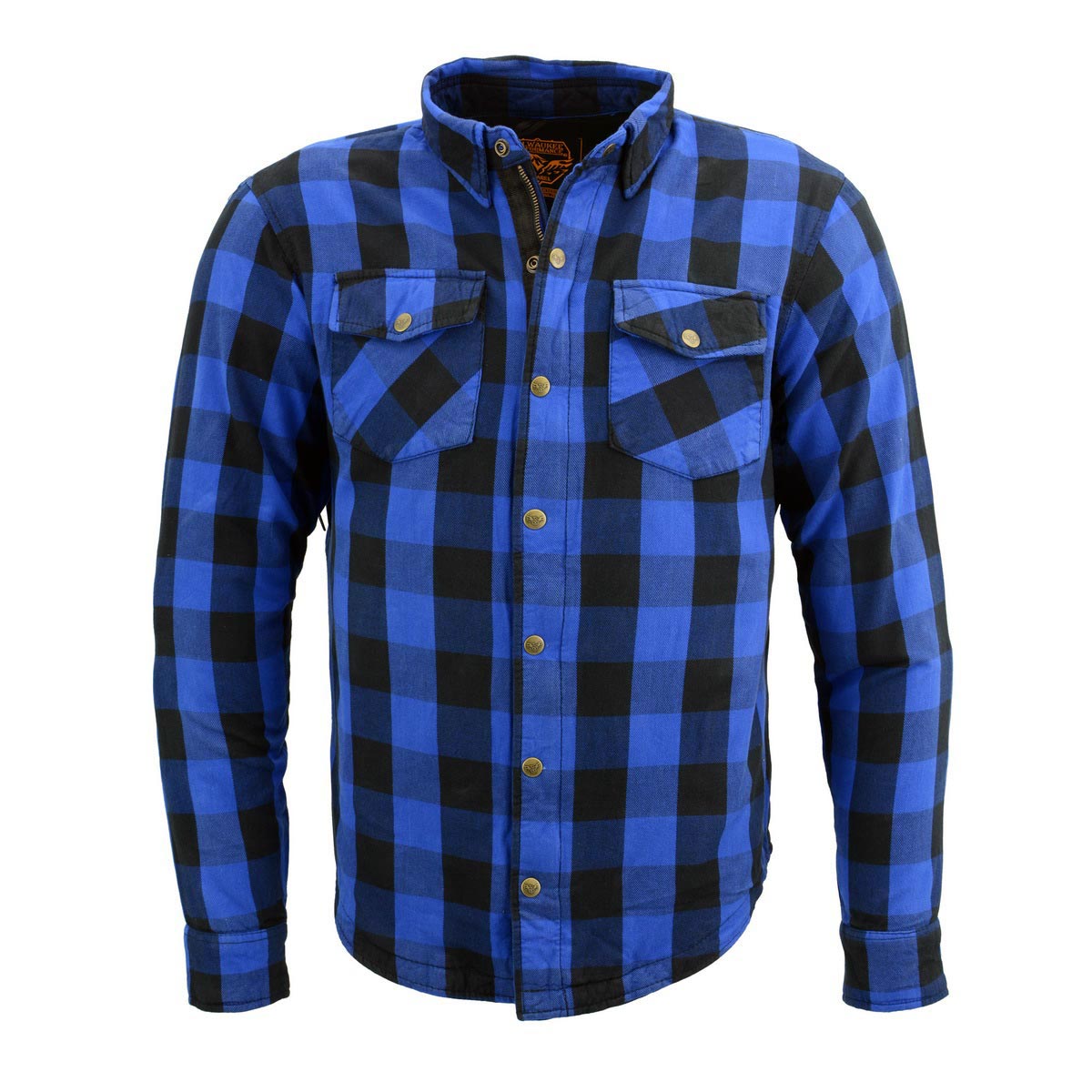 Men's "Asphalt Shield - Neptune" Black/Blue Armored Flannel Shirt - MPM1634