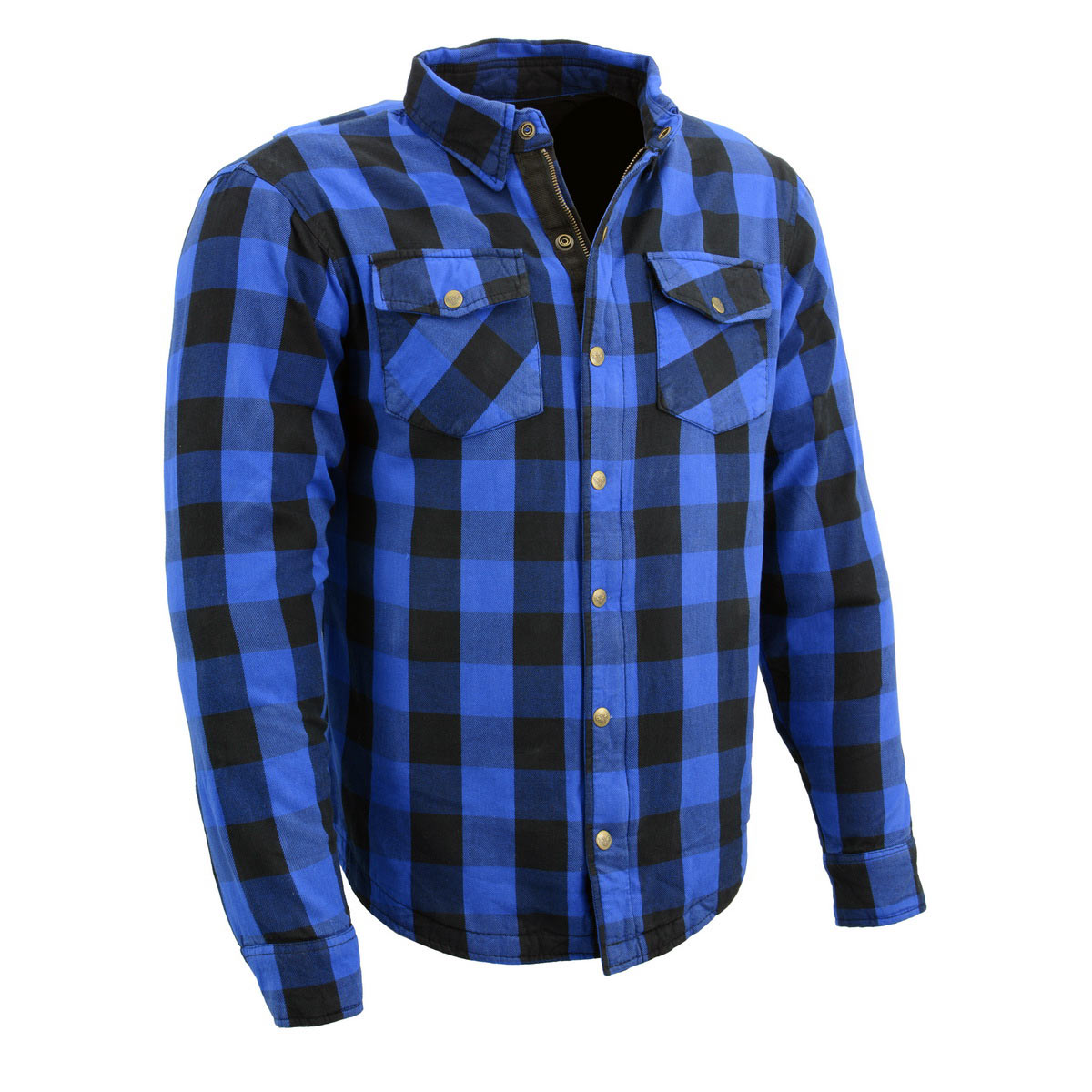 Men's "Asphalt Shield - Neptune" Black/Blue Armored Flannel Shirt - MPM1634