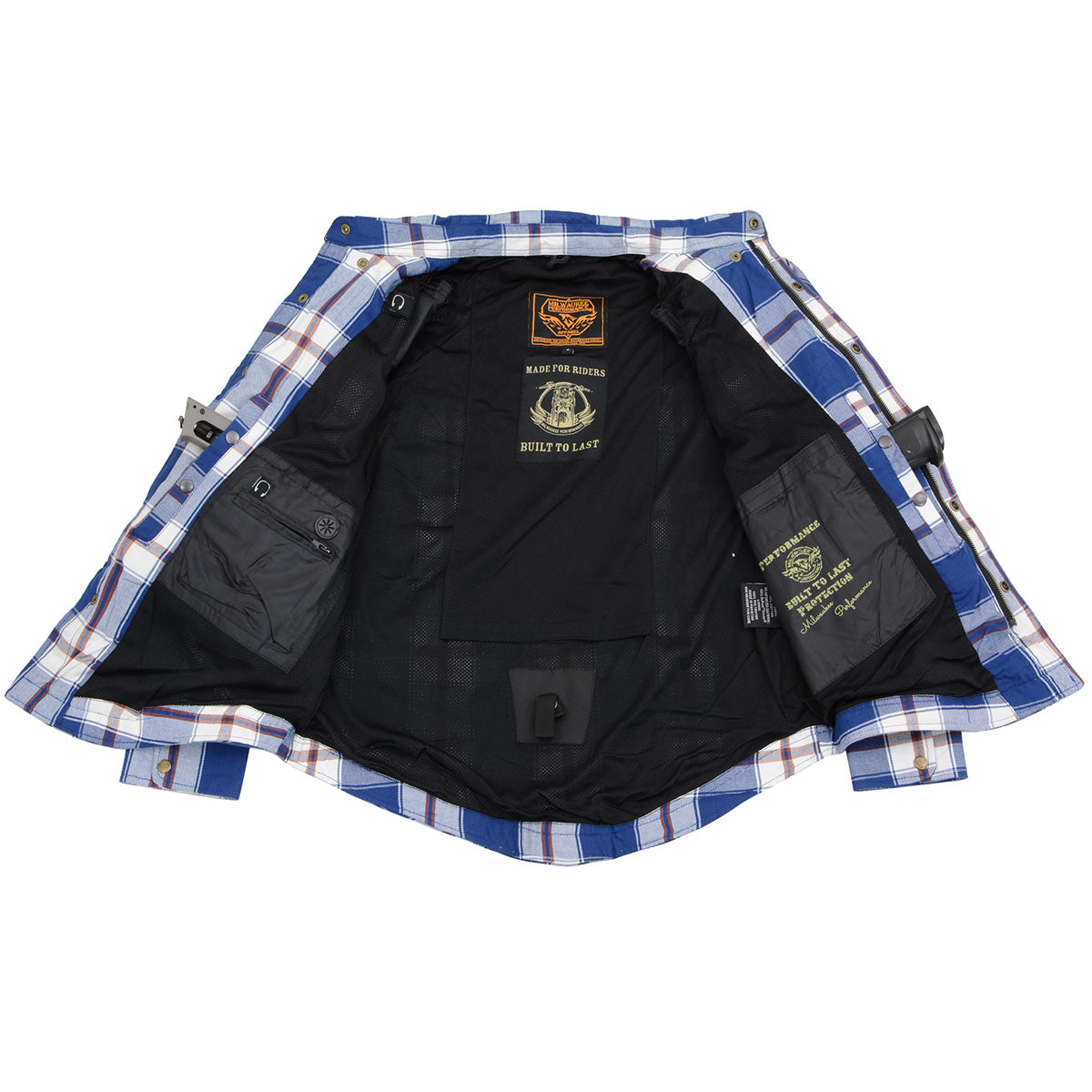 Men's Asphalt Shield - Blue Ray Multi-Color Armored Flannel Shirt - MPM1645