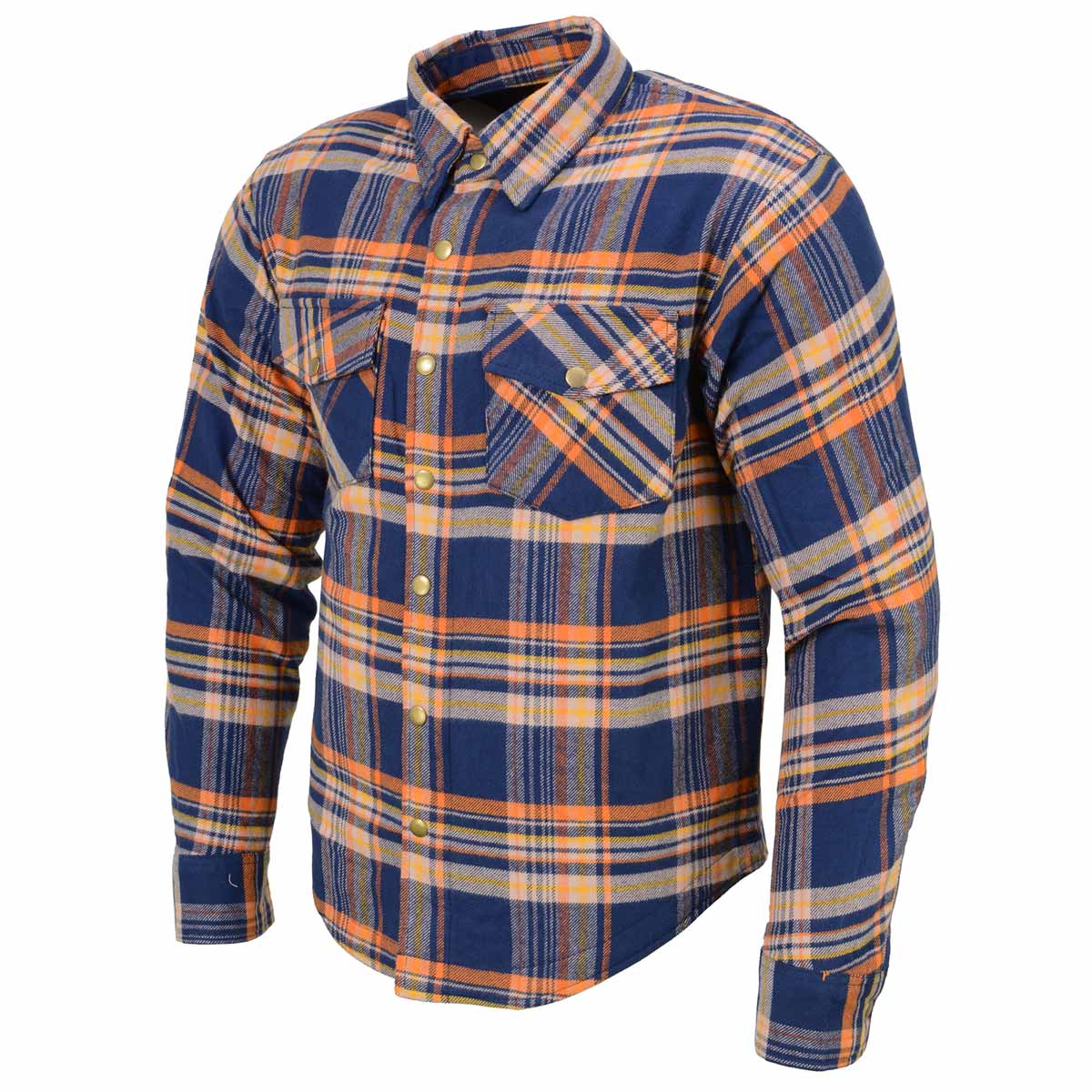 Men's "Asphalt Shield - Killswitch" Blue/Orange Armored Flannel Shirt - MPM1656