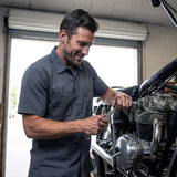 Milwaukee Leather MDM11668 Men’s Grey Button-Up Heavy-Duty Work Shirt - Classic Mechanic Shirt w/ Pockets