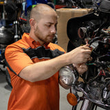 Milwaukee Leather MDM11670 Men’s Orange-Black Mechanic Work Shirt w/ Reflective Strip - Heavy-Duty Button-Up