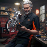 Biker Clothing Co. MDM11676 Men’s Black-Orange Button-Up Heavy-Duty Work Shirt - Classic Mechanic Shirt w/ Pockets