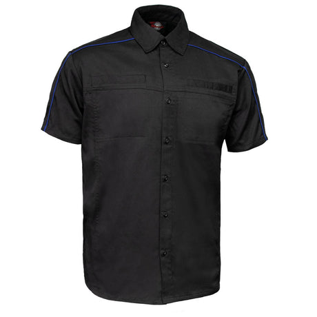 MMCC Men's Slipstream Black/Royal Blue Mechanic Work Shirt - 100% Cotton w/ Microfiber Panel - MDM11692