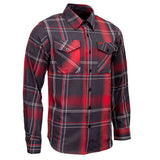 MMCC Men's Scorpion Red Black White Plaid Long Sleeve Flannel Shirt - Button-Up - MMC11601