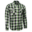 MMCC Men's Radioactive Black Gray Green Plaid Long Sleeve Flannel Shirt - Button-Up - MMC11602