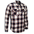 MMCC Men's Alpha Navy White Orange Plaid Flannel Shirt - 100% Cotton with Microfiber Wipe Panel - MMC11604