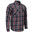 MMCC Men's Eclipse Grey Black Red Plaid Flannel Shirt - 100% Cotton with Microfiber Wipe Panel -MMC11605