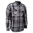 MMCC Men's Mastodon Grey Black White Plaid Flannel Shirt - 100% Cotton with Microfiber Wipe Panel - MMC11606