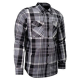 MMCC Men's Mastodon Grey Black White Plaid Flannel Shirt - 100% Cotton with Microfiber Wipe Panel - MMC11606