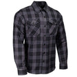 MMCC Men's Smoke Screen Grey Black Plaid Flannel Shirt - 100% Cotton with Microfiber Wipe Panel - MMC11607