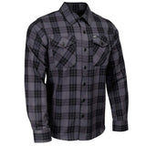 MMCC Men's Smoke Screen Grey Black Plaid Flannel Shirt - 100% Cotton with Microfiber Wipe Panel - MMC11607