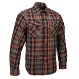 MMCC Men's Brimstone Plaid Black Orange Tan Flannel Shirt - 100% Cotton with Microfiber Wipe Panel - MMC11608