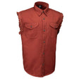MMCC Men's Rustline Sleeveless Cut-Off Work Shirt - 100% Cotton, Dual Chest Pockets, Button Front - MMC16015