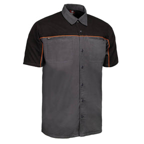 MMCC Men's Reveline Classic Mechanic Shirt - 100% Cotton - 2 Chest Zipper Pockets - Microfiber Panel