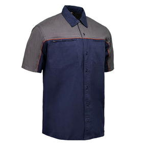 MMCC Men's Reveline Classic Mechanic Shirt - 100% Cotton - 2 Chest Zipper Pockets - Microfiber Panel