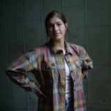 Milwaukee Leather MNG21614 Women's Gray and Red with Yellow Long Sleeve Cotton Flannel Shirt