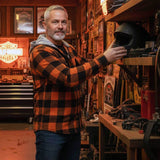 Milwaukee Leather Men’s Titans Orange & Black Plaid Hooded Riding Shirt w/ CE Armor & Aramid Fiber Panels - MPM1642