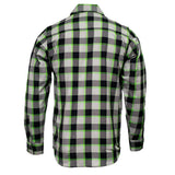 Radioactive Men's Black Gray Green Plaid Flannel Shirt - 100% Cotton Long Sleeve Button-Up - MMC11602
