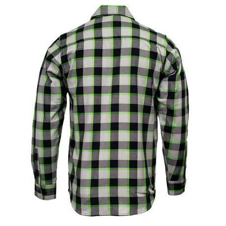 Radioactive Men's Black Gray Green Plaid Flannel Shirt - 100% Cotton Long Sleeve Button-Up - MMC11602