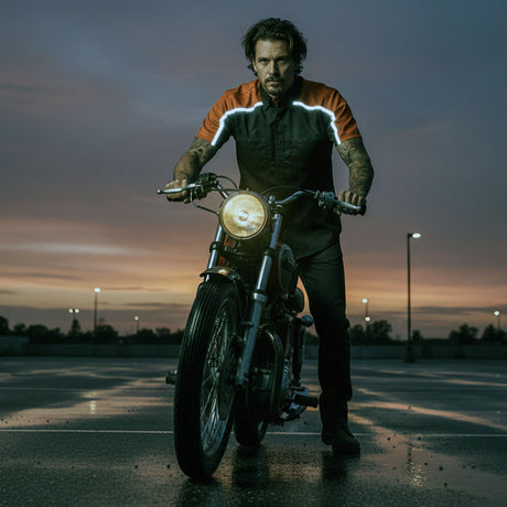 Milwaukee Motorcycle Clothing Co. Men’s Blk/Orange Mechanic Work Shirt – w / Reflective Strip, Rider‑Built MDM11603
