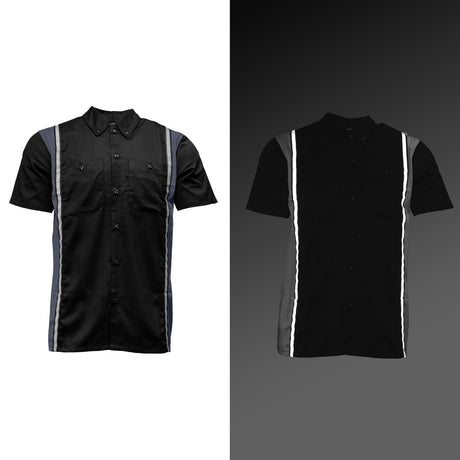 Milwaukee Motorcycle Clothing Co. Men’s Blk/Grey Mechanic Work Shirt – w / Reflective Strip, Rider‑Built MDM11608