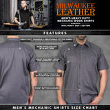 Milwaukee Leather MDM11668 Men’s Grey Button-Up Heavy-Duty Work Shirt - Classic Mechanic Shirt w/ Pockets