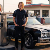 Milwaukee Leather MDM11674 Men’s Black-Grey Button-Up Heavy-Duty Work Shirt - Classic Mechanic Shirt w/ Pockets